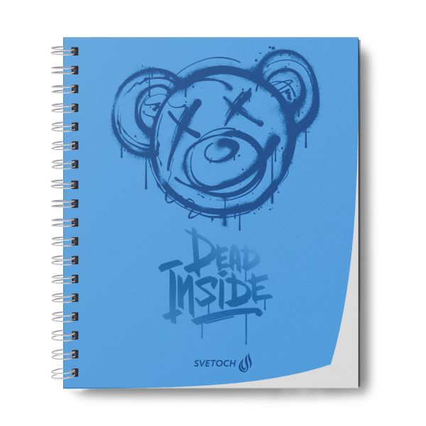 Тетрадь общая с пластик. обложкой, ч/б запечат. титульн. лист, 180 мкр, A5+ 48 л. на гребне 65 г/м², белизна 100%, 4 шт, клетка, 000800 Девиз дня, синяя, Светоч ТЕТ48-002