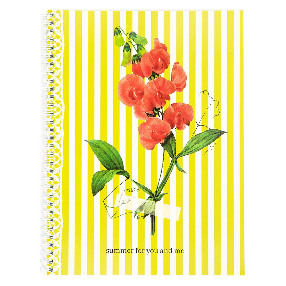 Тетрадь Flowers A4 80 л. на гребне 60 г/м², 4 шт, клетка, SVT 800421 04 желтый, Светоч