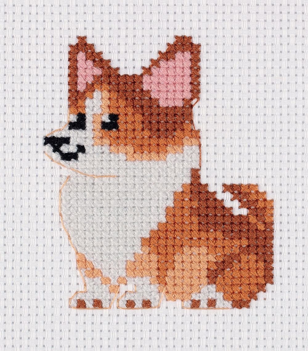 Набор для вышивания нитками Klart 12-043, Корги 9.5х11 см