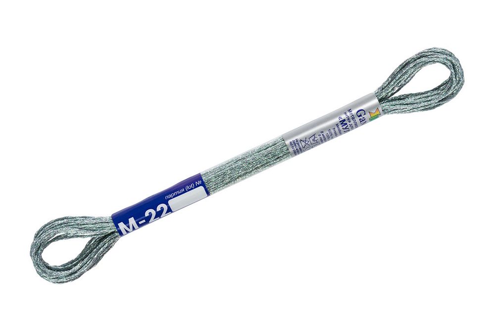 Мулине Gamma металлик, цв.М-22 серебряный, 12 мотков по 8 метров