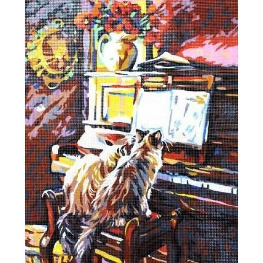 Рисунок для вышивания Royal Paris &quot;Коты у рояля&quot; 45х60 см