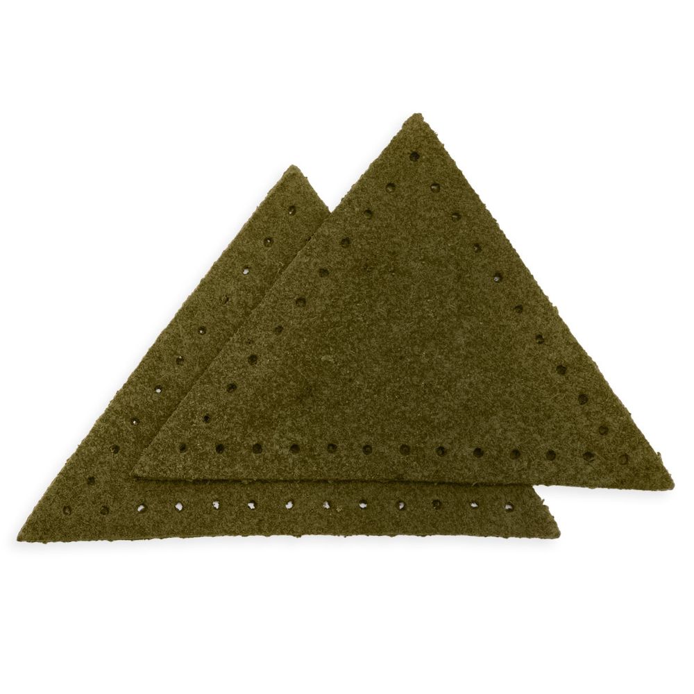 Заплатки пришивные из замши треугольник 6х6х6 см, с перфорацией, 2шт/уп, 33 хаки, 59902