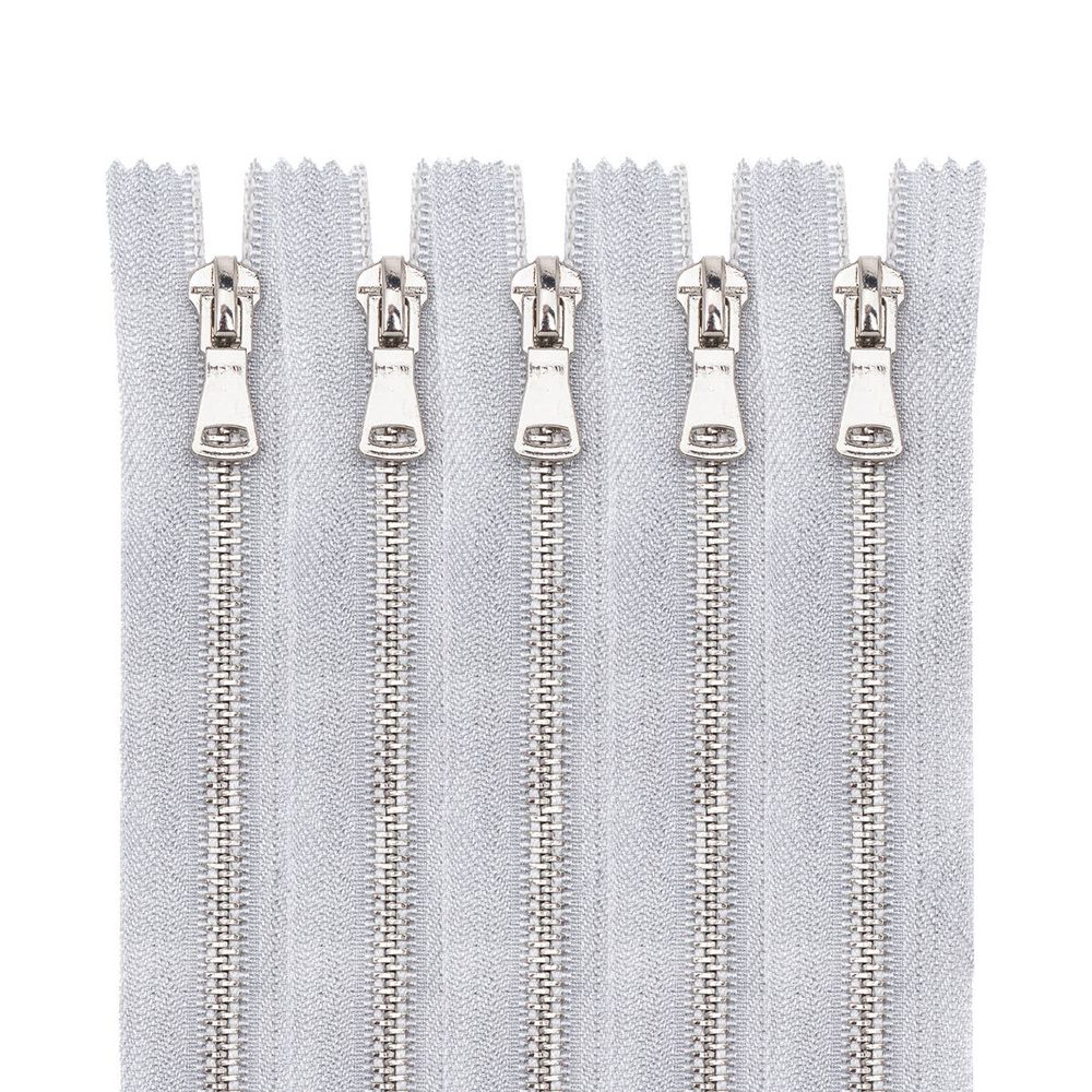 Молния металл Т5 (5 мм) 1 зам., разъем., 70 см, серебро, никель, 5 шт