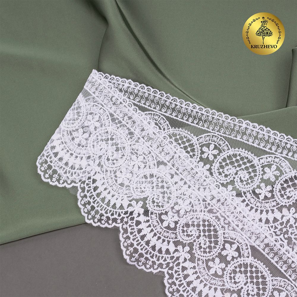 Кружево на сетке 90 мм, цв.01 белый, уп.13.7м, TBY.40475.01