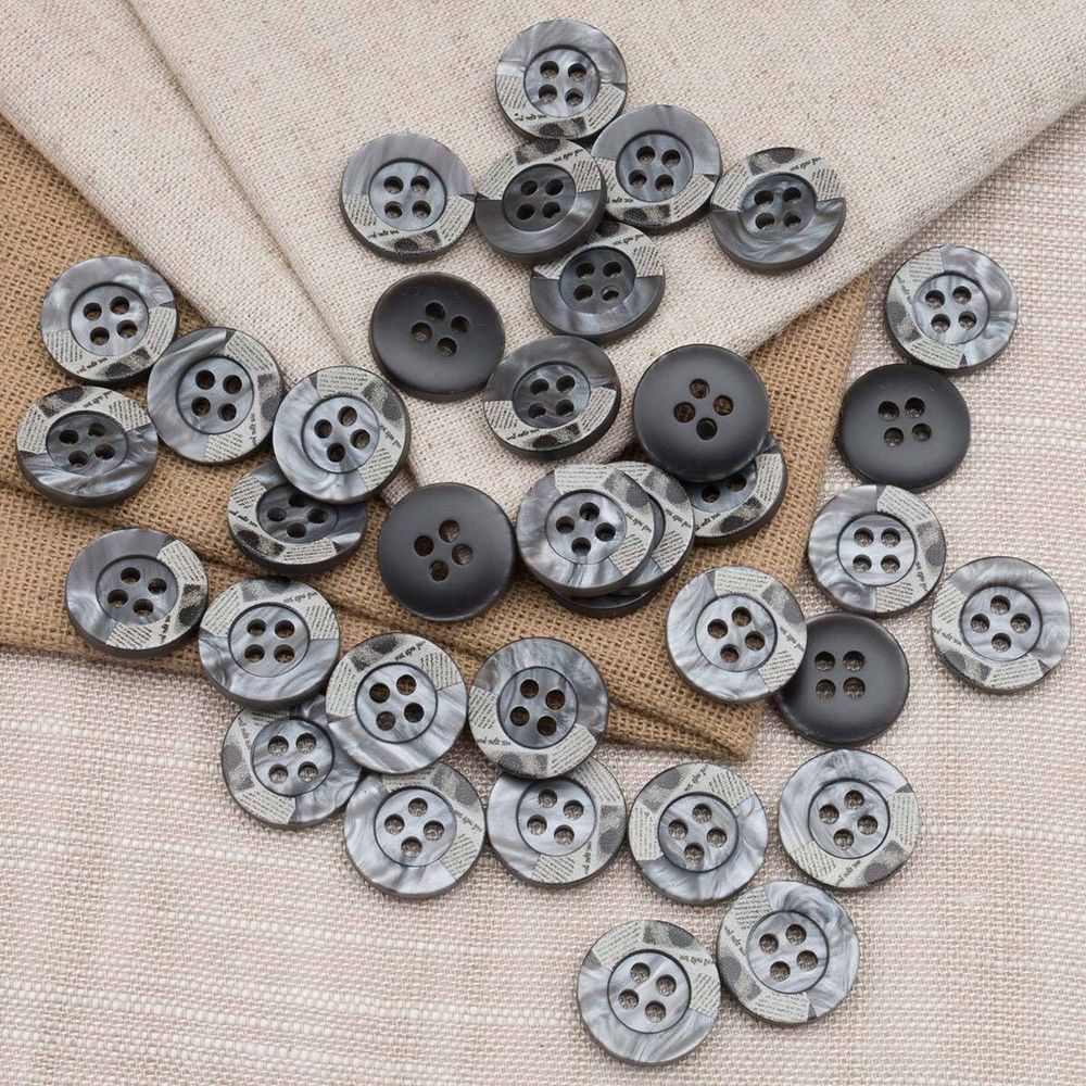 Пуговицы 4 прокола 24L=15 мм, пластик, col.C серый, 36 шт, CN2818