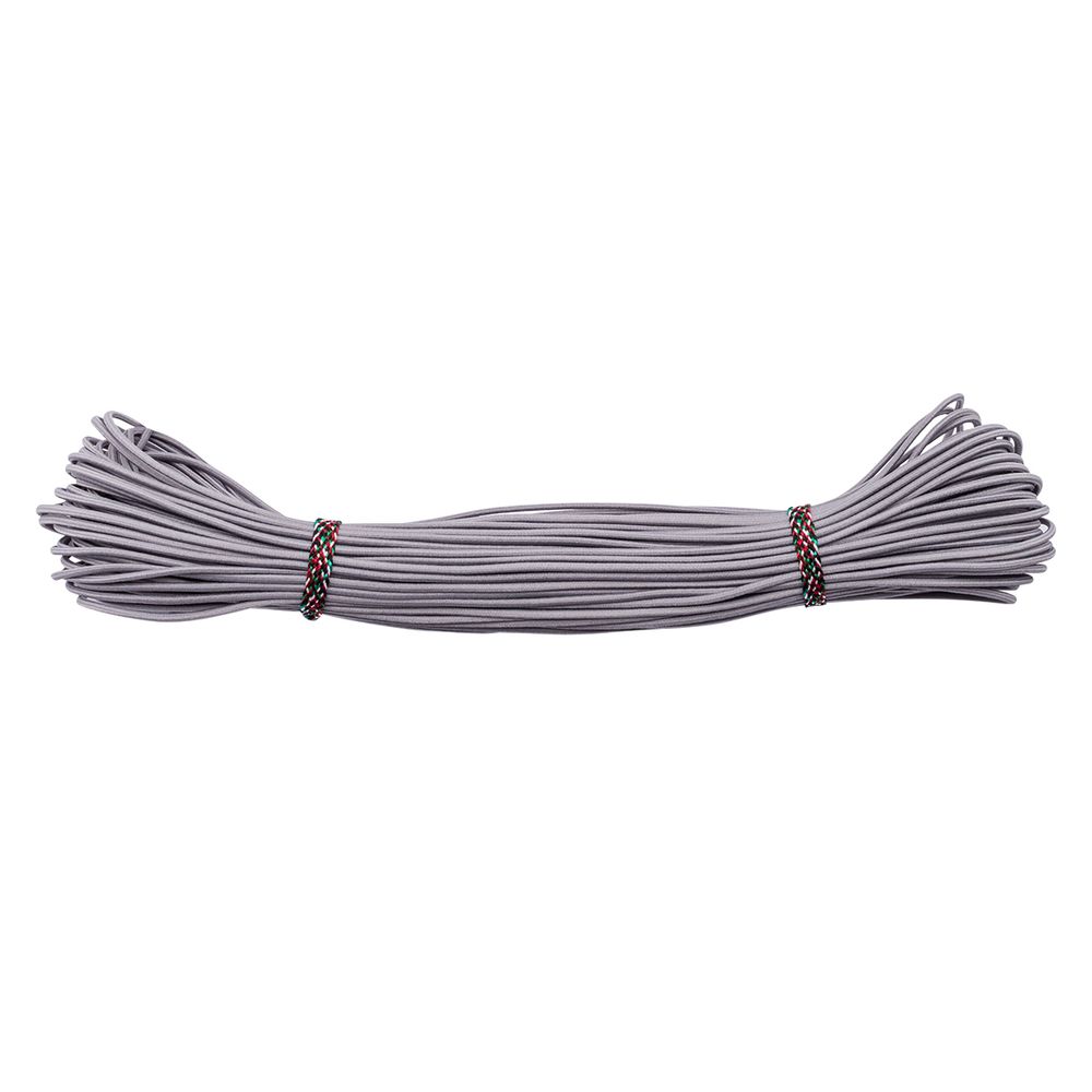 Резинка шляпная (шнур эластичный) ⌀2.0 мм / 30 метров, св.серый