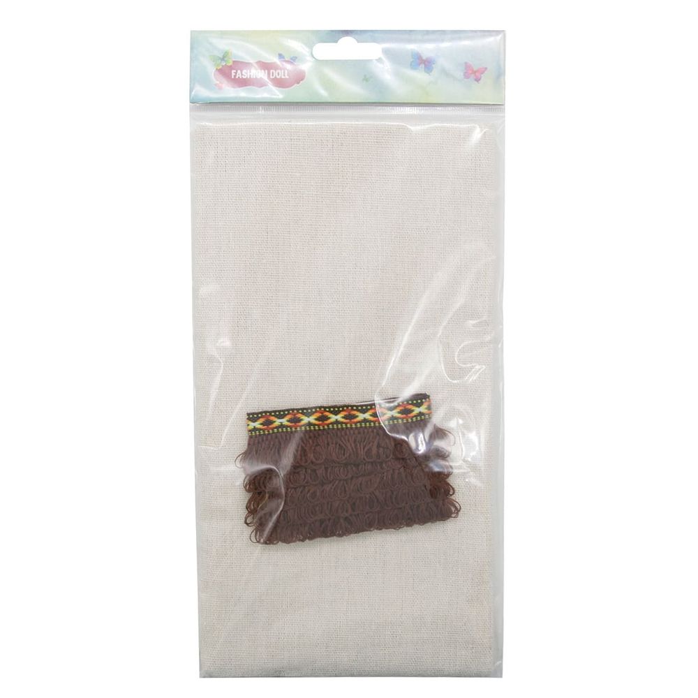 Ткань для рукоделия в наборе с тесьмой жаккард -бахрома 50х50см+1м (24229/34113 коричневый) 29500