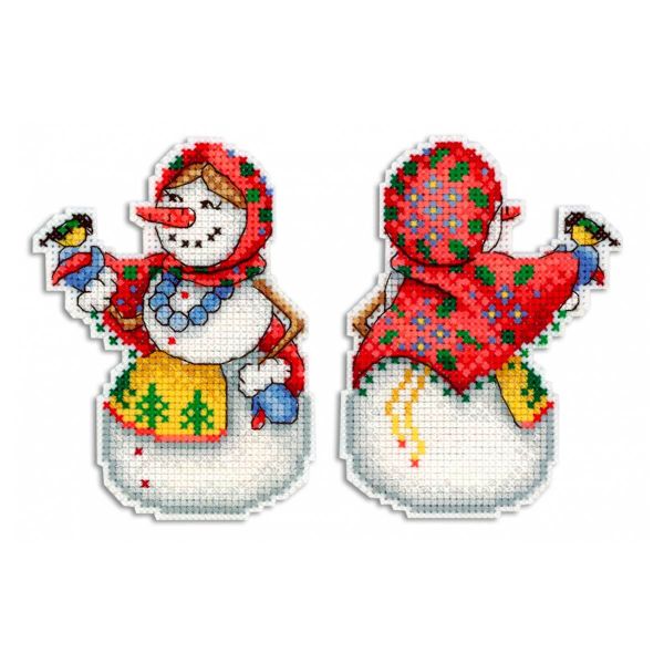 Набор для вышивания нитками МП Студия, Снеговушка 11х8см