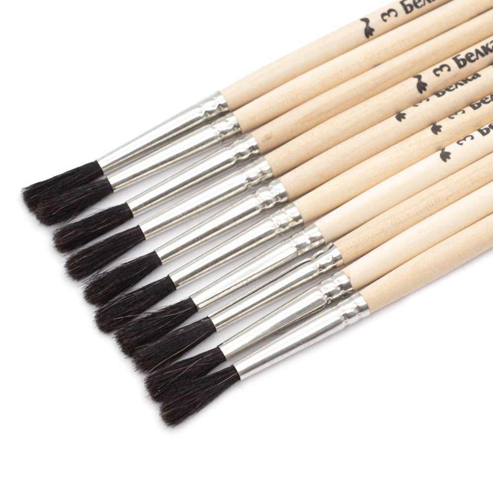 Кисть белка круглая (ученическая) №3,10 шт