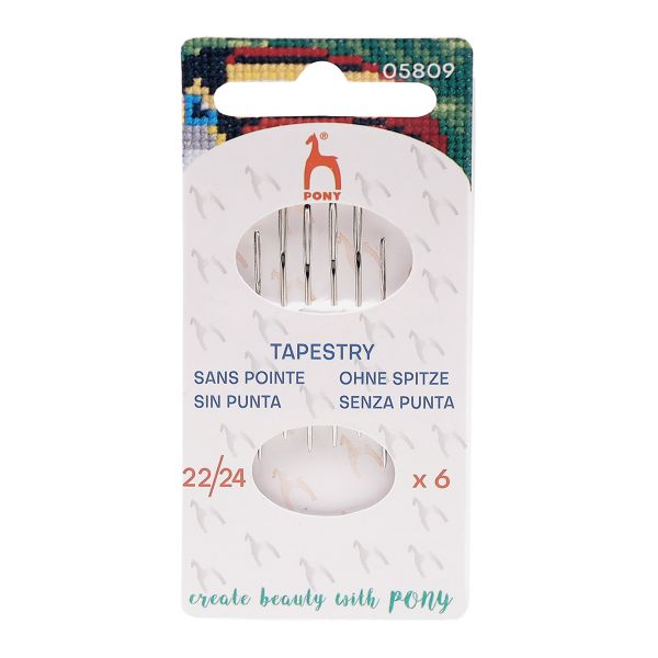 Иглы ручные гобеленовые с серебряным ушком Tapestry №22-24, 6 шт, PONY, 05809