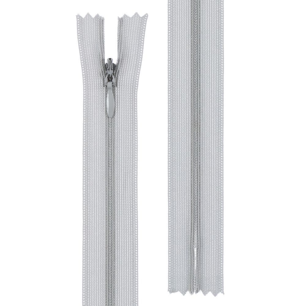 Молния потайная (скрытая) Т3 (3 мм) 1 зам., н/раз., 20 см, пластик, 349 св.серый, G013P Gamma 10 шт