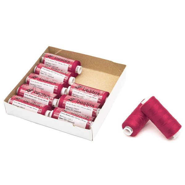 Нитки швейные бытовые Bestex 40/2, 365 м (400 ярд) / 10 кат., 051 пуансеттия красная