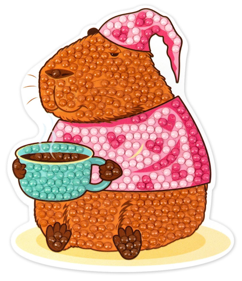 Алмазная (кристальная) мозаика Фрея ALVM-084, магнит Капибара, 8.5х10 см