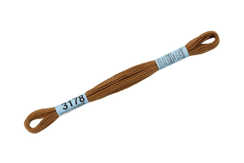 Мулине Gamma 100% хлопок, цв.3178 т.горчичный, 24 мотка по 8 метров