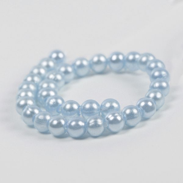 Бусины пластик (перламутр) ⌀10 мм, цв.A26 голубой, уп.500г (960 шт), Magic4Hobby