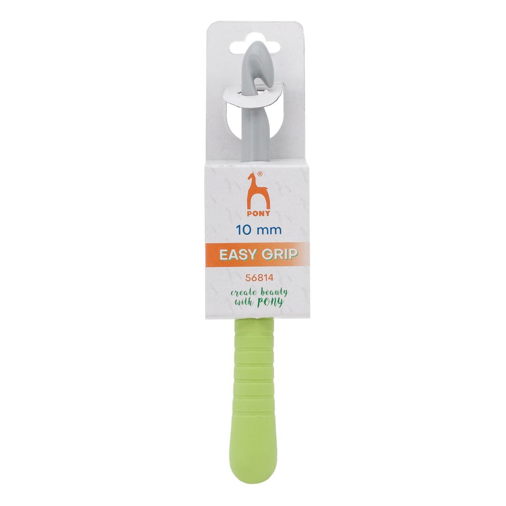 Крючок для вязания Pony Easy Grip ⌀10.0 мм, 15 см с мягкой ручкой, пластик, 56814
