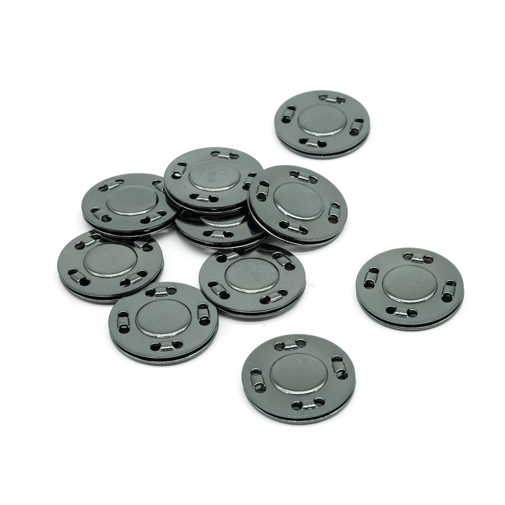 Кнопка магнитная металл пришивная ⌀20.0 мм, чер/никель, 10 шт, BIG