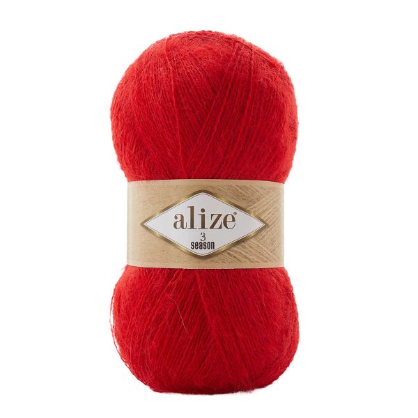 Пряжа Alize (Ализе) 3 Season / уп.5 мот. по 100 г, 500 м, 56 красный