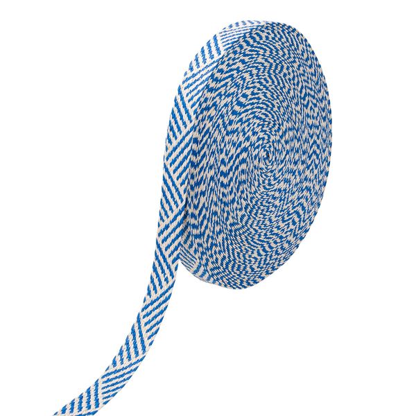 Стропа (ременная лента) 35 мм / 45.72 метра, [23.33 г/пог.м], с принтом, ZH807 белый/синий, 3Al295