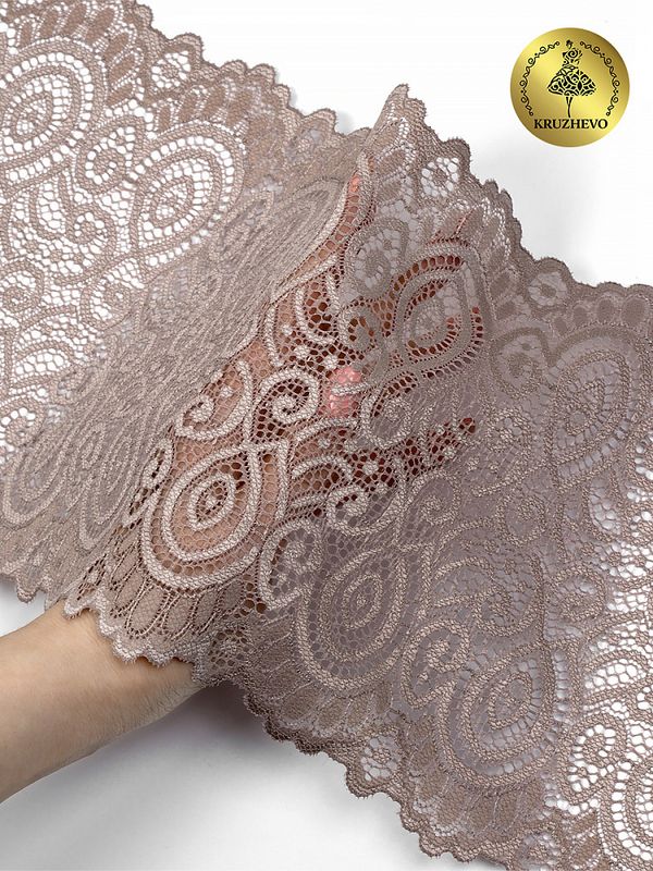 Кружево бельевое эластичное 180 мм / 3 метра, TBY.L1351, цв.010 капучино, Kruzhevo