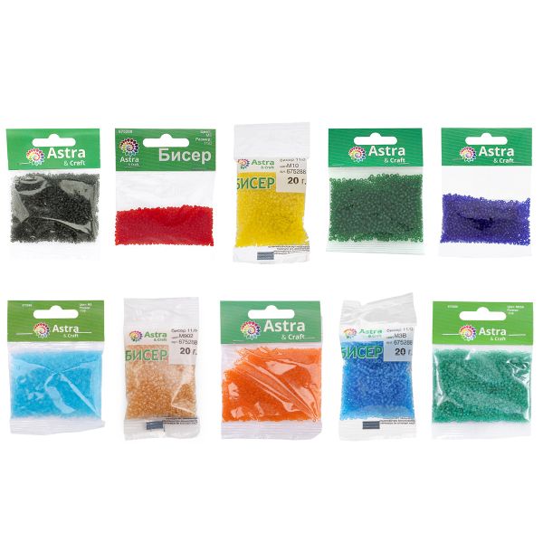 Набор бисера 11/0 ассорти №3 в тубе, 10 цветов, Astra&Craft