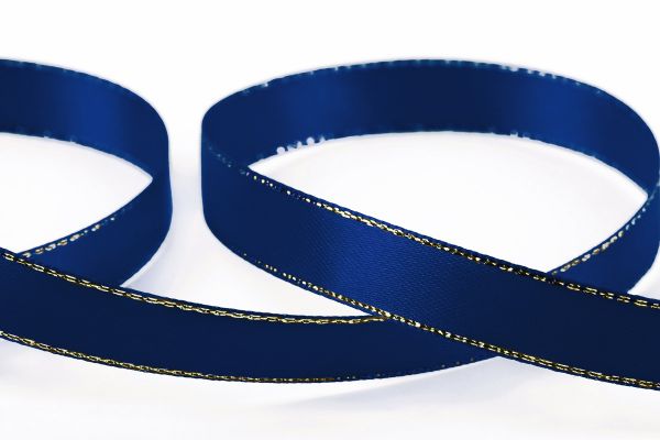 Лента атласная 2-сторонняя с метанитью 12.0 мм / 33±2 метра, №116 синий/золото, Gamma AL-12M