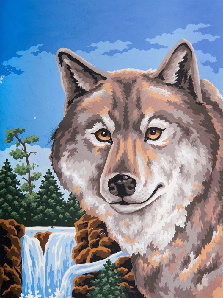 Рисунок для вышивания Grafitec (канва жесткая), &quot;Портрет волка&quot;, 30х40 см
