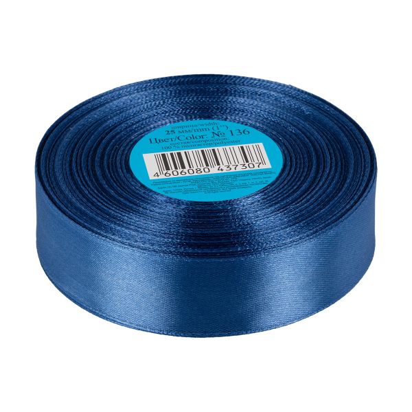 Лента атласная 1-сторонняя 25.0 мм / 33±2 метра, 136 св.синий, Gamma