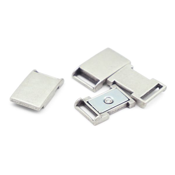 Пряжка-застежка магнитная 10.0 мм темное серебро, металл, 2 шт, BIG