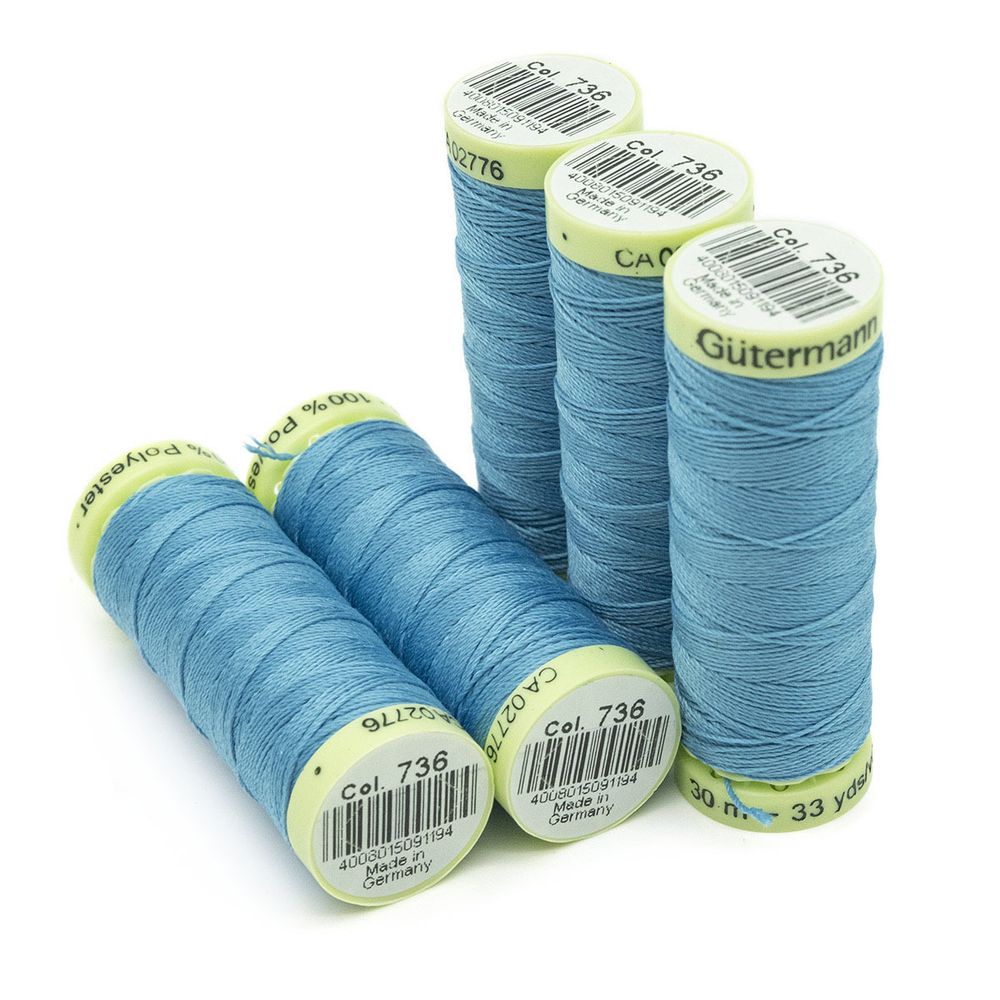 Нитки отделочные Gutermann Top Stitch, 30м, 736 голубая лагуна, 5 катушек