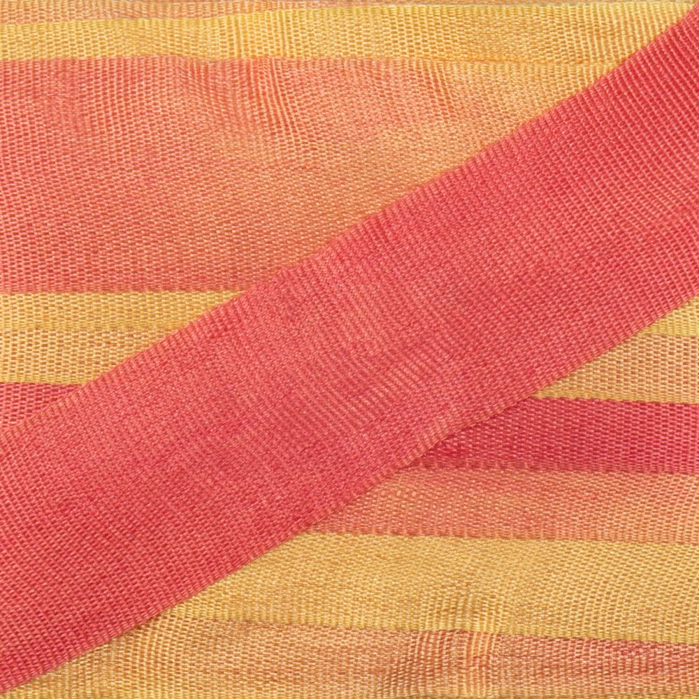 Лента (тесьма) шелковая 13.0 мм / 9.1±0.5 метров, M127 желтый/коралловый, Gamma SRM-13