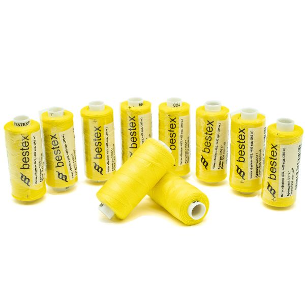 Нитки швейные бытовые Bestex 40/2, 365 м (400 ярд) / 10 кат., 004 солнечно-желтый
