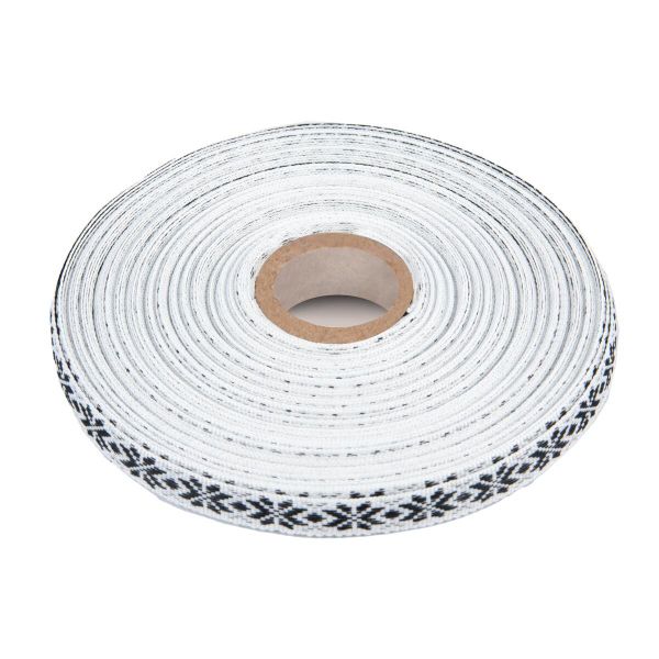 Лента (тесьма) жаккардовая 10.0 мм / 25±1 метров, Орнамент для северных народов, рис 9741 черный, Gamma C3853 (C3752)