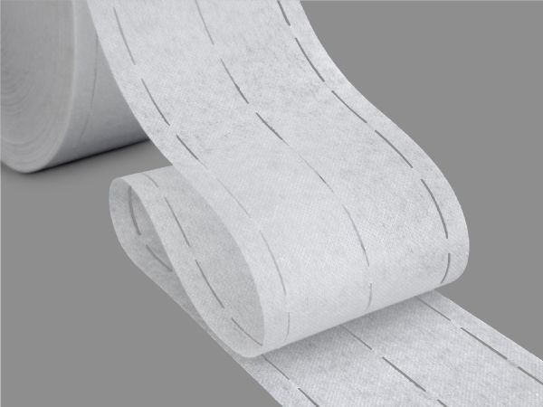 Лента корсажная клеевая перфорированная 81.0 мм / 200 метров, 70 г/м², цв. белый, 20170 9/1/30/1/30/1/9, БрючникоФФ