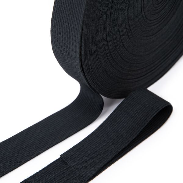 Резинка вязаная 25.0 мм / 50 метров, черный, Gamma 0025 Ч