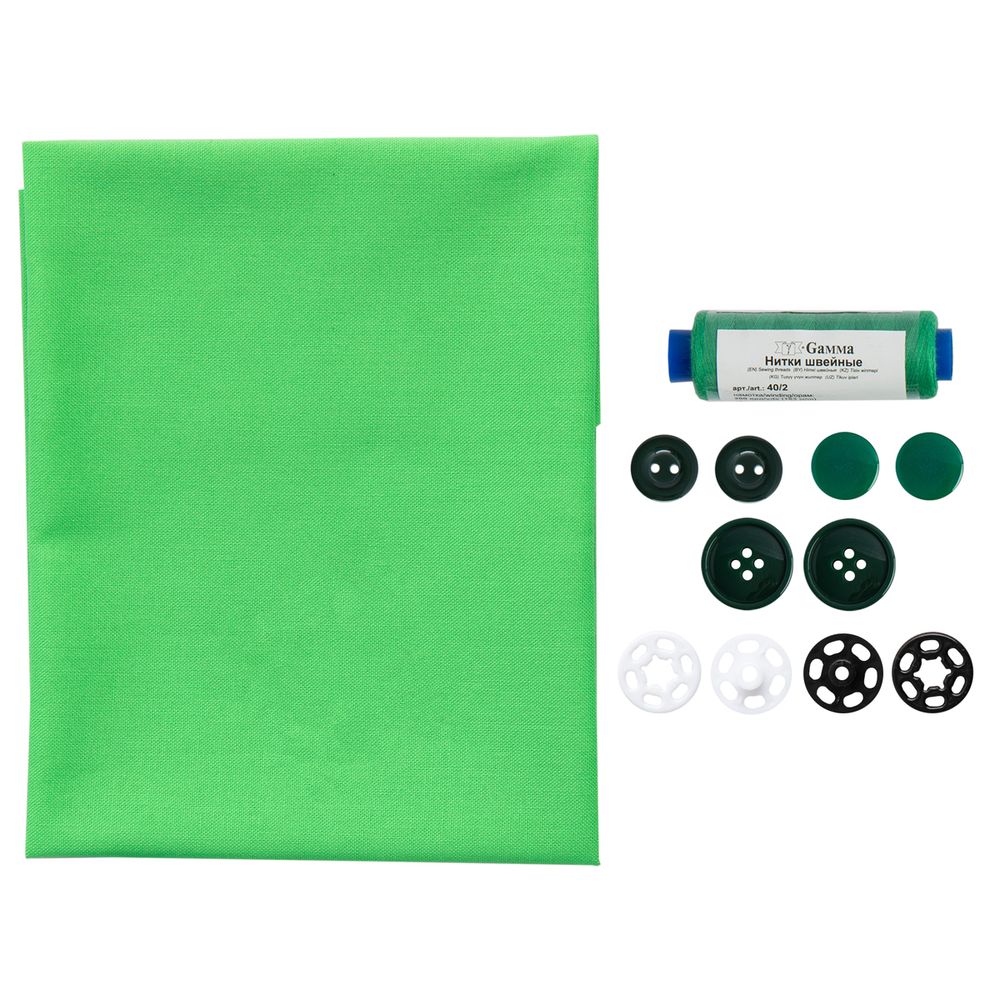 Швейный набор Школьный №1, 10 предметов, ШК-03 яр.зеленый, Gamma NSO-10