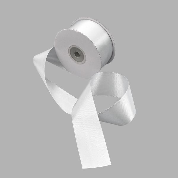 Лента атласная 2-сторонняя 38.0 мм / 22.86±1 метров, C1188 серебристый, 6102-0015, Globus