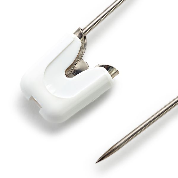 Булавки безопасные с пластиковым замком нержавеющий сплав, 4 шт, белый/под никель, Prym 086103