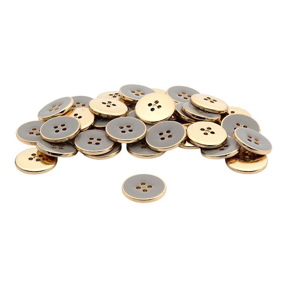 Пуговицы 4 прокола 36L (23мм), пластик (Beige/G бежевый с золотом), RBz-93, 36 шт