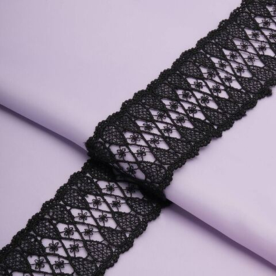 Кружево гипюр (плетёное) 50 мм / 13.7 метров, черный, 3AR1425