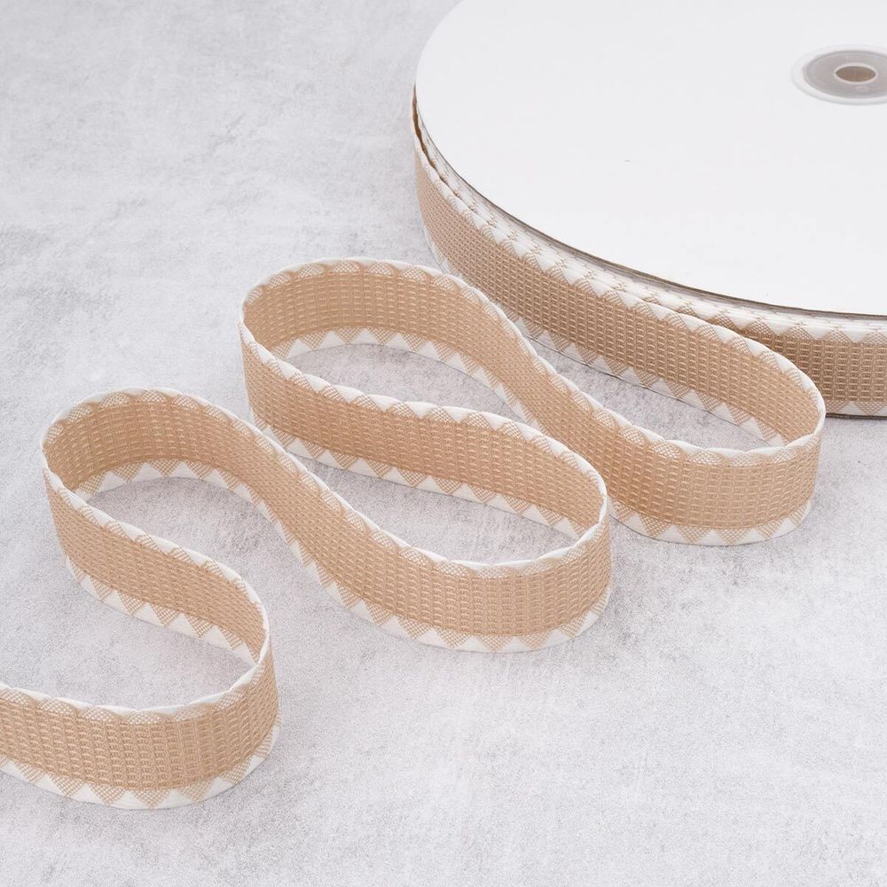Тесьма (лента) окантовочная 28 мм / 91.44 метра, 5.075 г/пог.м, декоративная, 03 бежевый, 3Al360