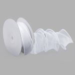 Лента декоративная с волнистым краем 38.0 мм / 18.29±1 метров, 100% органза, (08 белый)