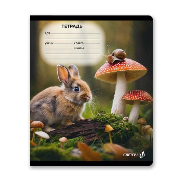 Тетрадь ученическая школьная, A5 18 л. на скобе 65 г/м², белизна 100% 20 шт клетка, 01414 Любопытные мордочки, Светоч Т75