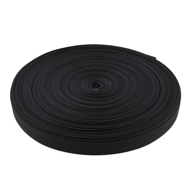 Стропа (ременная лента) 20 мм / 50 метров, толщ. 1.0 мм, [12.2 г/пог.м], 100% п/э, 005 черный