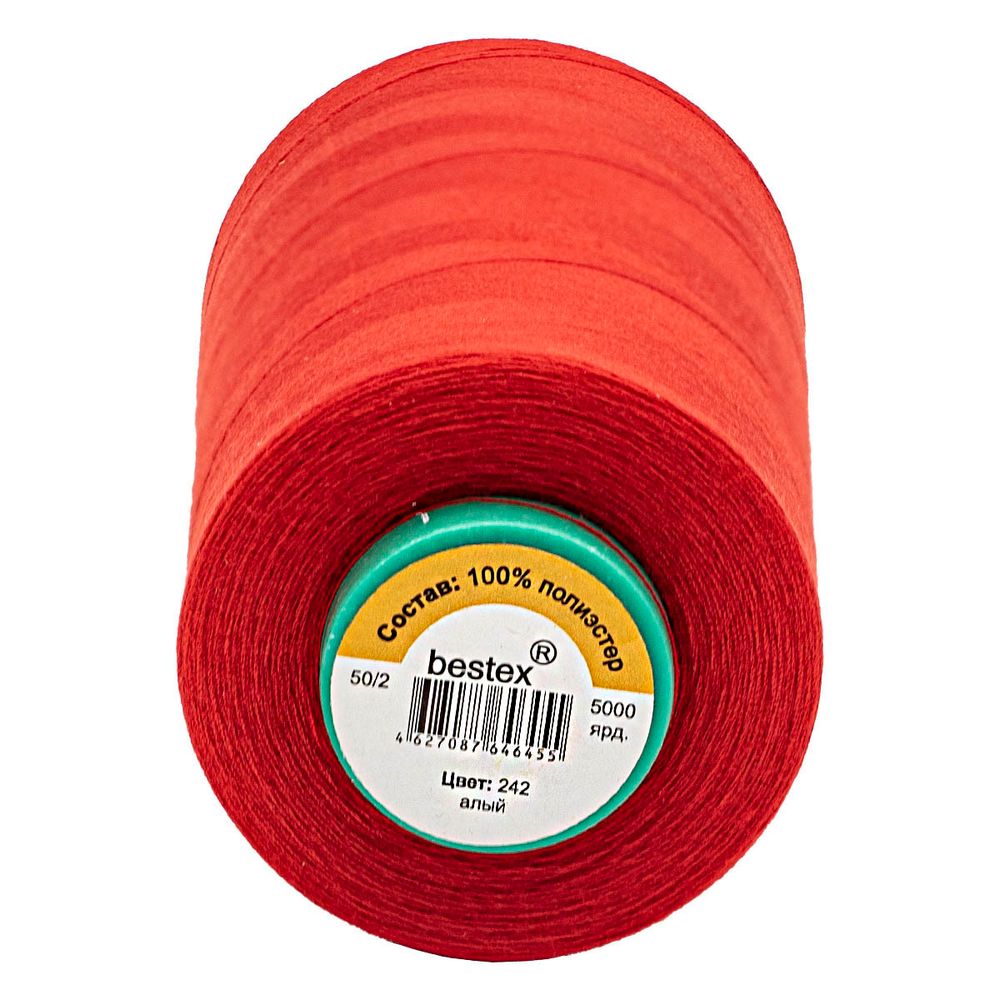 Нитки универсальные Bestex 50/2, 4570 м (5000 ярд) / 1 кат., 242 алый