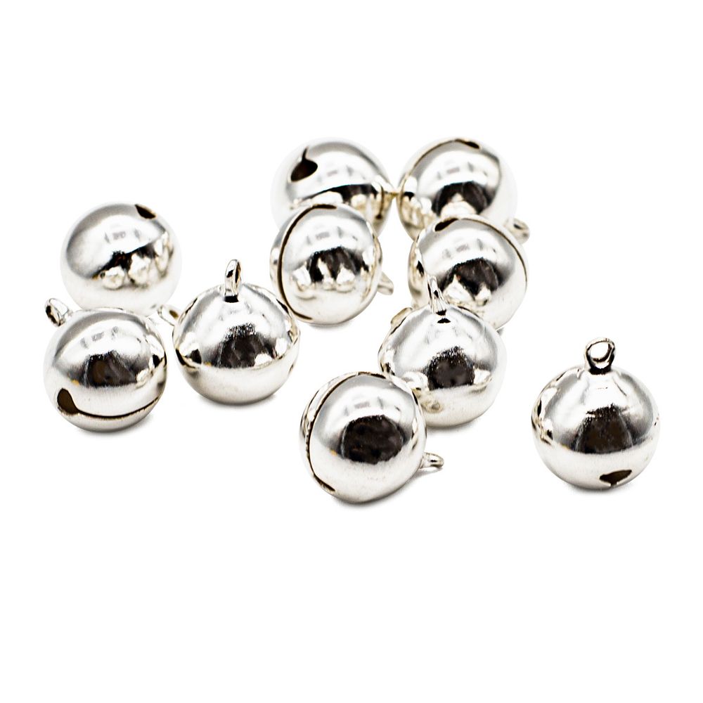 Бубенчики 20 мм, 10 шт, металл, серебро, Астра