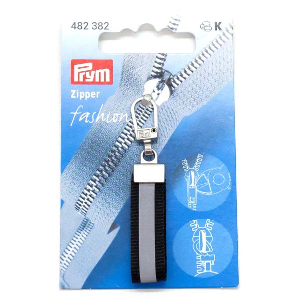 Пуллер для молнии светоотраж, черный, 1шт, Prym, 1 шт