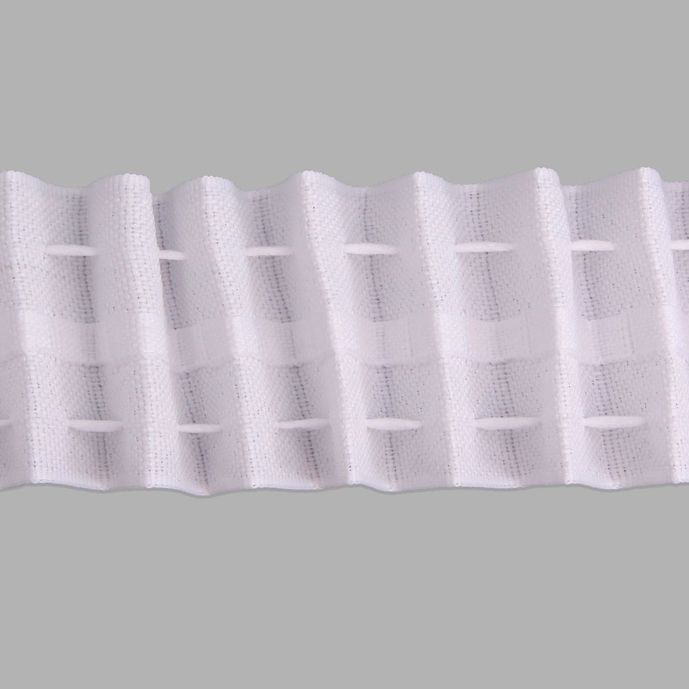 Шторная лента нефикс. 40 мм, 10 метров, Параллельная складка (1 ряд петель, 2 шнура), белый, (401)