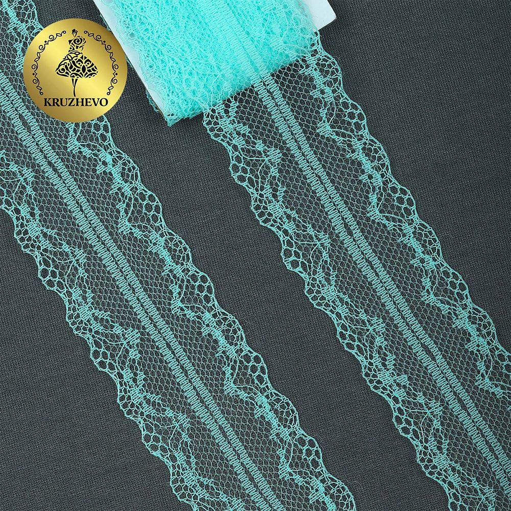 Кружево отделочное в стиле "трикотаж" 40 мм, 150-1, цв.04 мята, 9.14м