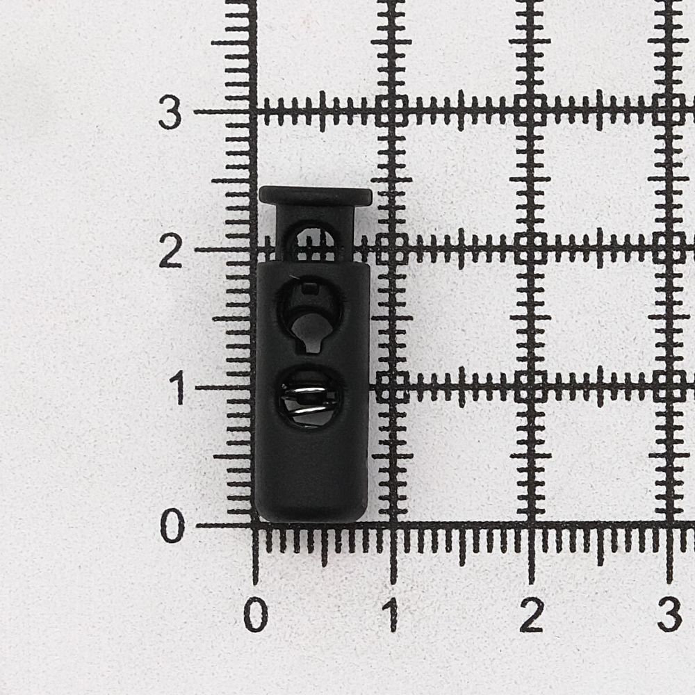 Фиксатор (зажим) для шнура пластик 2 отв., ⌀4.4 мм, 24х8 мм, цилиндр, черный, 200 шт